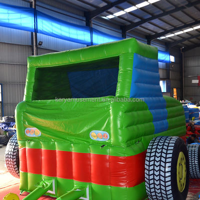 Niños Indoor Outdoor Bungee Trampolín Inflable Salto del Castillo Bounce Tractor Verde