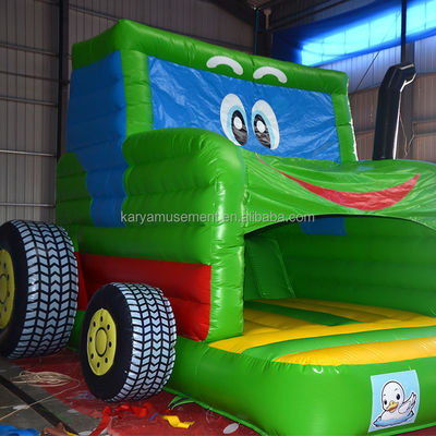 Niños Indoor Outdoor Bungee Trampolín Inflable Salto del Castillo Bounce Tractor Verde