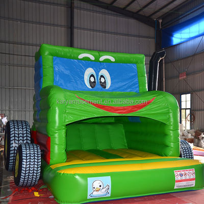 Niños Indoor Outdoor Bungee Trampolín Inflable Salto del Castillo Bounce Tractor Verde
