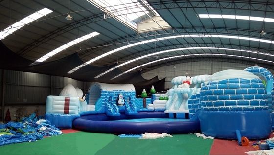 Piscina de gran tamaño Moonwalk Parque acuático inflable para niños y adultos Urso polar tobogán acuático
