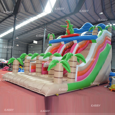 Equipo de entretenimiento para fiestas de familia Impresión digital Dinosaurio deslizamiento castillo inflable