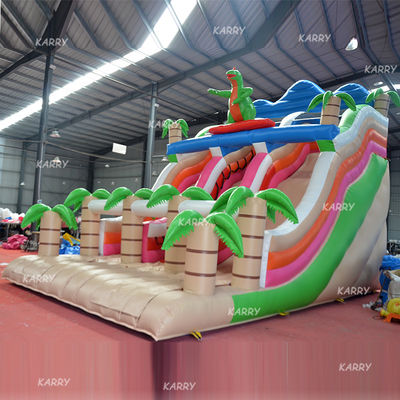 Equipo de entretenimiento para fiestas de familia Impresión digital Dinosaurio deslizamiento castillo inflable