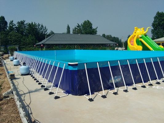 Piscina de marco mental rectangular con logotipo de impresión digital de 0.9 mm de material de PVC