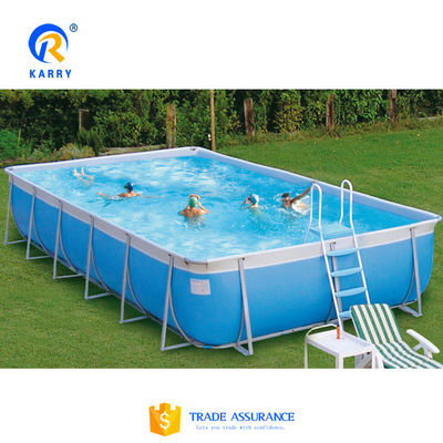 Piscina de marco mental rectangular con logotipo de impresión digital de 0.9 mm de material de PVC