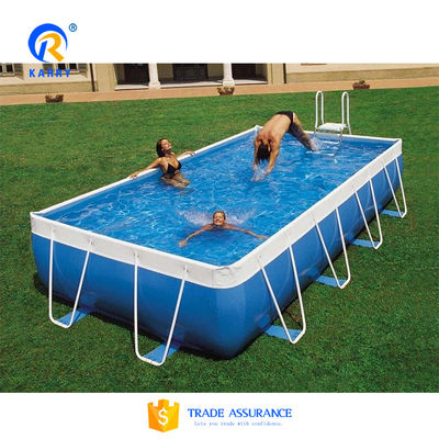 Piscina de marco mental rectangular con logotipo de impresión digital de 0.9 mm de material de PVC
