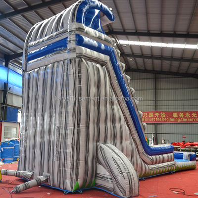 Gran capacidad 29 pies patio comercial gris de mármol deslizamiento de agua inflable con piscina