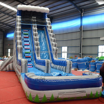 Gran capacidad 29 pies patio comercial gris de mármol deslizamiento de agua inflable con piscina