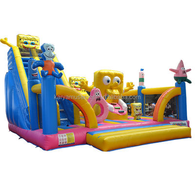 Trampolín inflables para niños con certificación CE/EN71/EN14960 y castillo Bob Esponja