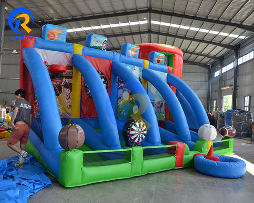 Juegos deportivos interactivos de tiro Arena PVC Carnaval inflable al aire libre Juegos de bolas 4 en 1