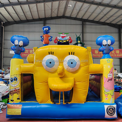 Color personalizado inflables Parque Bob Esponja tema castillo de salto para adultos fiesta ciudad divertida