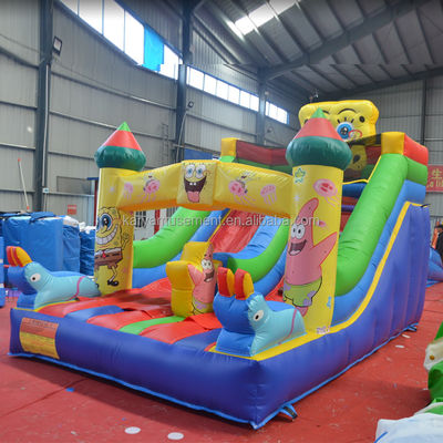 Comercial Inflatable Deslizamiento y tobogán para niños Muy bueno PVC Esponja-Bob SquarePants tobogán