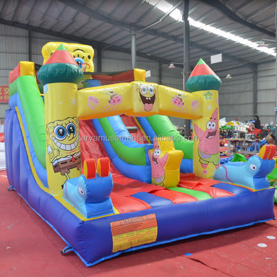 Comercial Inflatable Deslizamiento y tobogán para niños Muy bueno PVC Esponja-Bob SquarePants tobogán