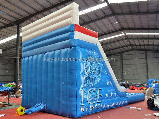 Deslizador de dragón azul inflable de grado comercial para adultos con 2 deslizadores y piscina de deslizamiento
