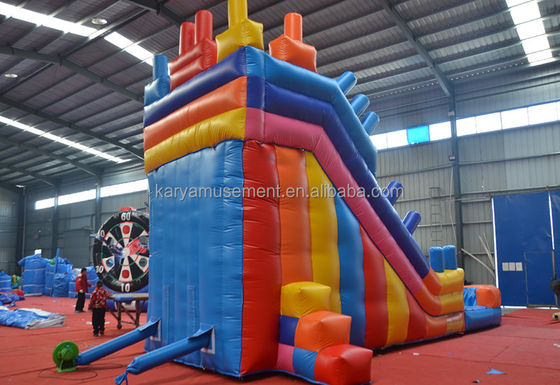2023 Inflables al aire libre personalizados PVC Bloques de construcción coloridos Salto en el aire tobogán