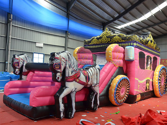 Casa de salto inflable con tema de carruaje de princesa deslizante Capacidad máxima 100-500 kg
