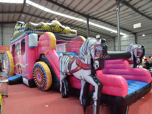 Casa de salto inflable con tema de carruaje de princesa deslizante Capacidad máxima 100-500 kg