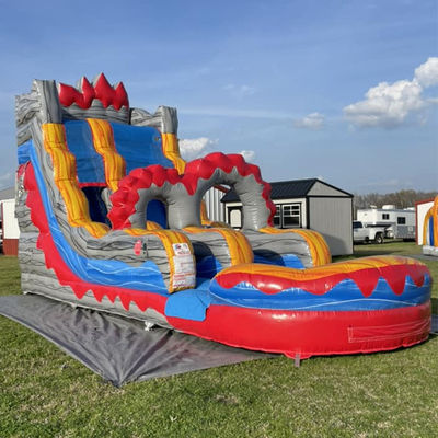 Transporte aéreo Flotable Lava Rush tema tobogán acuático con piscina y arco
