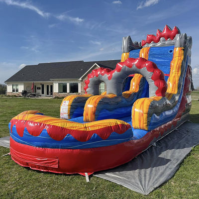 Transporte aéreo Flotable Lava Rush tema tobogán acuático con piscina y arco