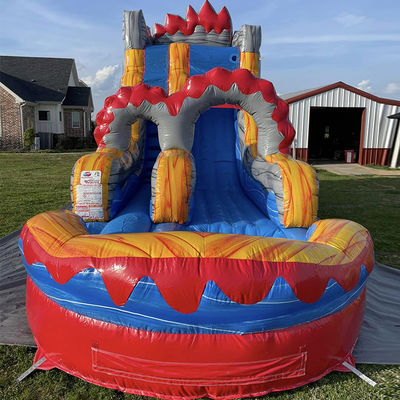Transporte aéreo Flotable Lava Rush tema tobogán acuático con piscina y arco