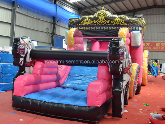 Mejor PVC Princesa Carruaje Bouncer Casa Combinado Inflatable Bounce Slide Rosa con soplador