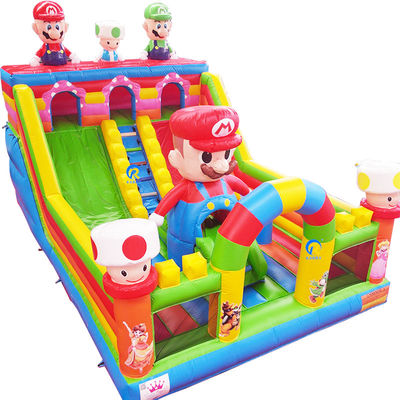Jardín de juegos al aire libre para niños Mario Trampolín aerodinámico Inflable Castillo de salto con tobogán