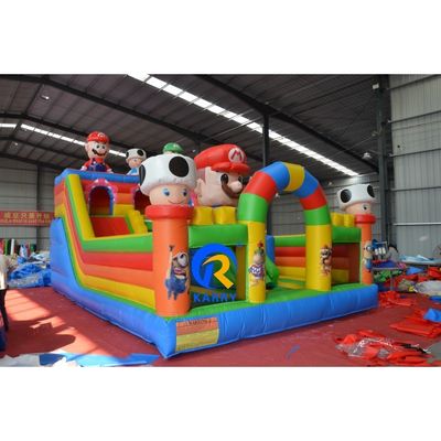 Jardín de juegos al aire libre para niños Mario Trampolín aerodinámico Inflable Castillo de salto con tobogán