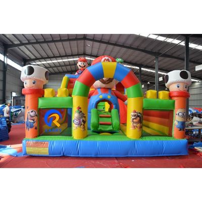 Jardín de juegos al aire libre para niños Mario Trampolín aerodinámico Inflable Castillo de salto con tobogán