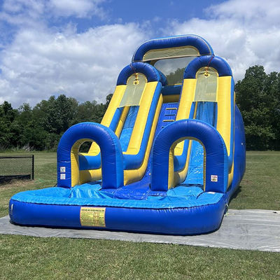 Niños grandes Piscina de salpicadura divertida PVC doble carril tobogán de agua inflable con tamaño personalizado