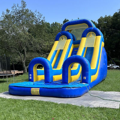 Niños grandes Piscina de salpicadura divertida PVC doble carril tobogán de agua inflable con tamaño personalizado