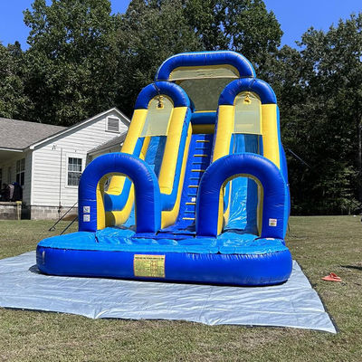 Niños grandes Piscina de salpicadura divertida PVC doble carril tobogán de agua inflable con tamaño personalizado