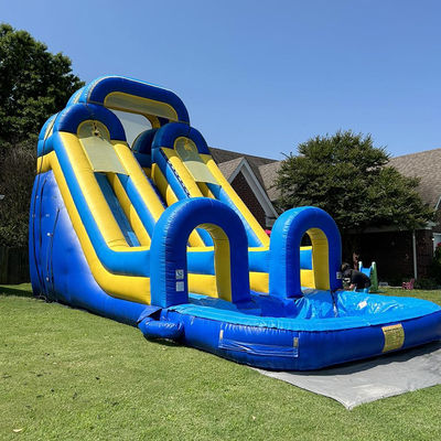 Niños grandes Piscina de salpicadura divertida PVC doble carril tobogán de agua inflable con tamaño personalizado