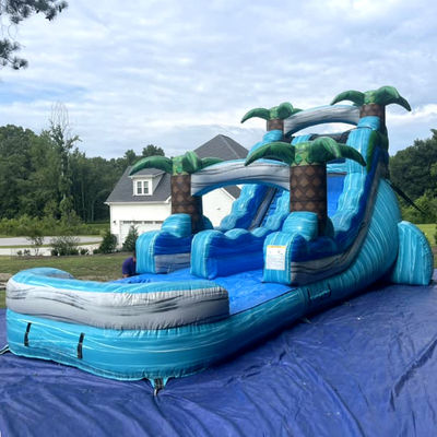 Parque acuático de PVC de alquiler comercial garantizado para verano con piscina para niños y salto en el aire