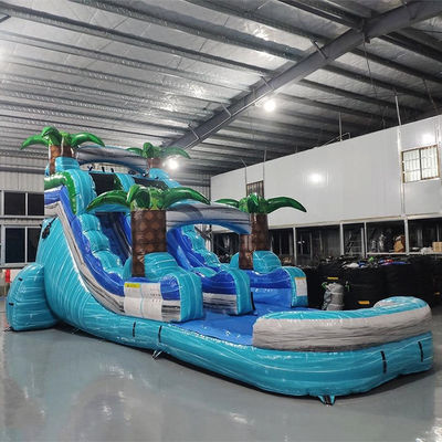 Parque acuático de PVC de alquiler comercial garantizado para verano con piscina para niños y salto en el aire