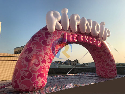 Publicidad al aire libre Arco de entrada inflable con diseño y impresión personalizados de color rosa