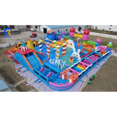 Parque de diversiones inflables al aire libre para niños Curso de obstáculos de lona de PVC comercial