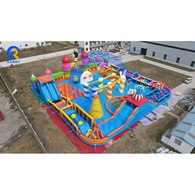 Parque de diversiones inflables al aire libre para niños Curso de obstáculos de lona de PVC comercial