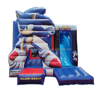 Características unisex personalizadas Sonic Bounce House Combo Slide inflable para alquiler de fiestas