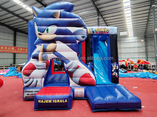 Características unisex personalizadas Sonic Bounce House Combo Slide inflable para alquiler de fiestas