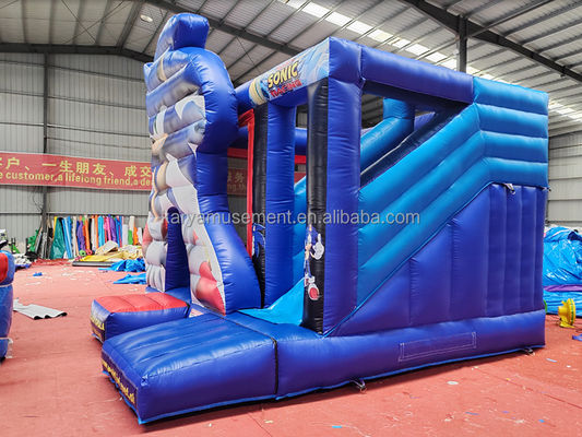 Características unisex personalizadas Sonic Bounce House Combo Slide inflable para alquiler de fiestas