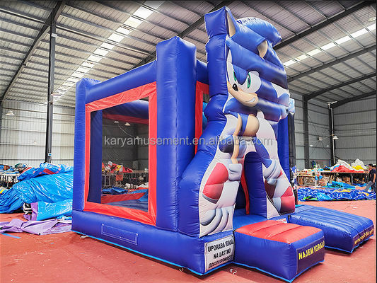 Características unisex personalizadas Sonic Bounce House Combo Slide inflable para alquiler de fiestas