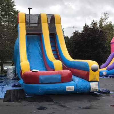 Oportunidad comercial Jumper azul y amarillo tobogán de agua inflable con piscina