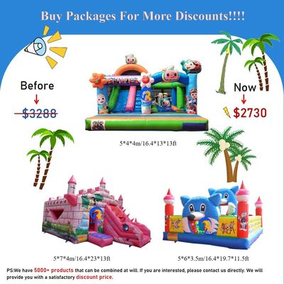 0.55mm PVC Vinyl Tarpaulin Inflatable Combo Castillo tobogán para niños en el parque de diversiones