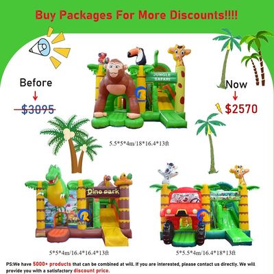 0.55mm PVC Vinyl Tarpaulin Inflatable Combo Castillo tobogán para niños en el parque de diversiones