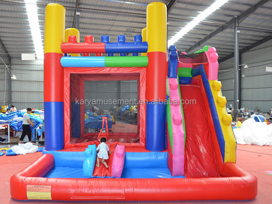 14 Años de actualidad Personalizar Acceptado Temática de Bloques Rojos Castillo Rebullante con tobogán y gran piscina de agua Parque de juegos PVC