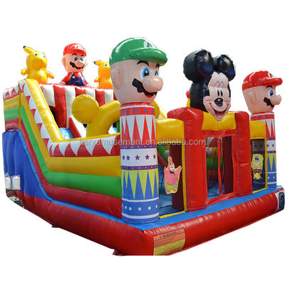 Blower Fun City con Mickey y Mario Inflable Castle Bouncer House Combo Playground Blower Incluido