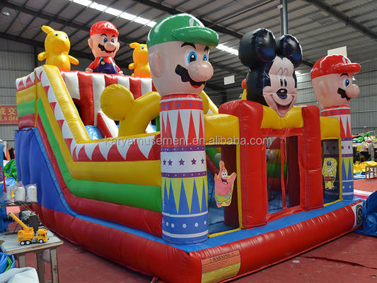Blower Fun City con Mickey y Mario Inflable Castle Bouncer House Combo Playground Blower Incluido
