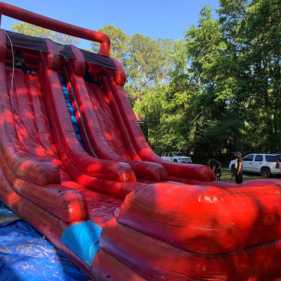Slide de agua inflable de tamaño adulto con 2 toboganes y 2 piscinas en PVC comercial