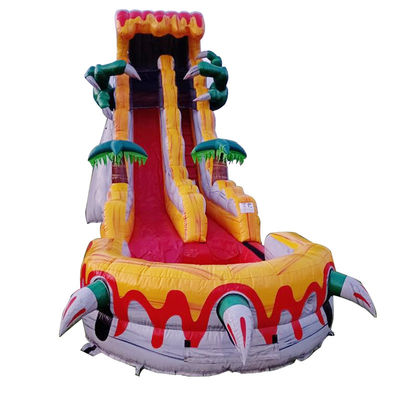 Grandes toboganes inflables para adultos de 36 pies emocionante juego de salto con tema de dinosaurios tropicales