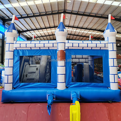 Commercial Combo de castillo de PVC con tobogán Unisex Castillo de juegos azul y blanco
