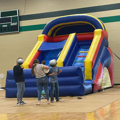Gran salto inflables con piscina de impresión digital tobogán de agua